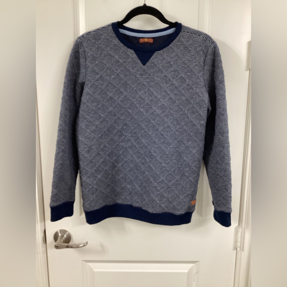 7 For All Mankind Blue Patterned Crewneck Sweater